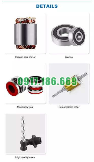 chi tiết của máy bơm trục vít xách tay